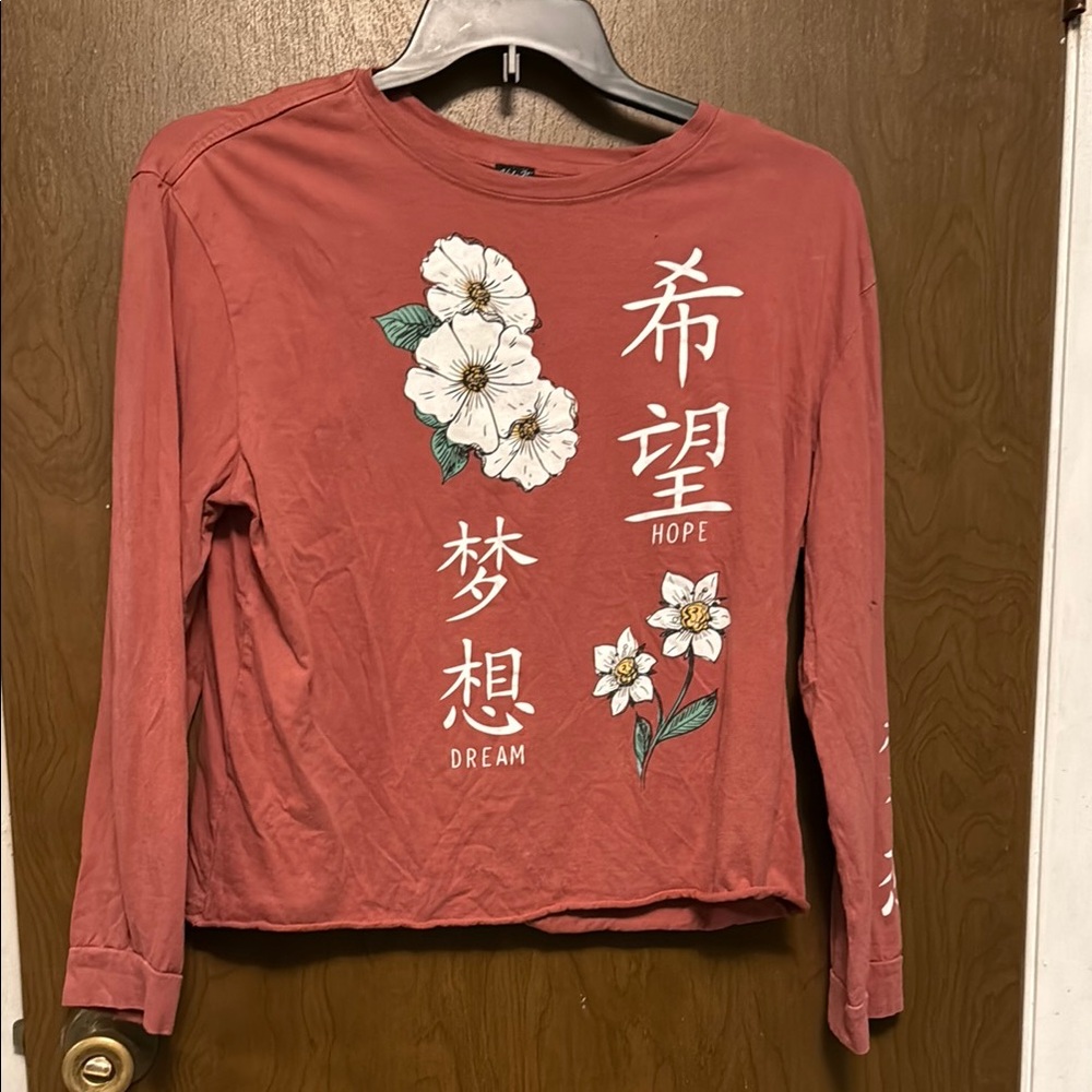 Women's Vibe N’ Floral Graphic Top - Pink size L